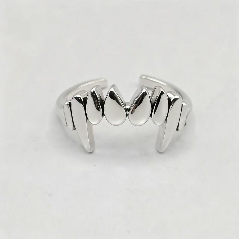 Adjustable Vampire Fang Ring Set Copper Electroplated Gothic Retro Jewelry Men Women Adjustable Open Band