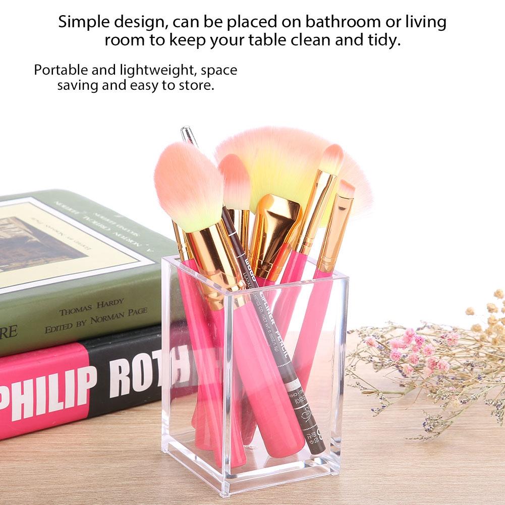 Transparent Acrylic Makeup Brush Holder Nail Pen Storage Organizer Case