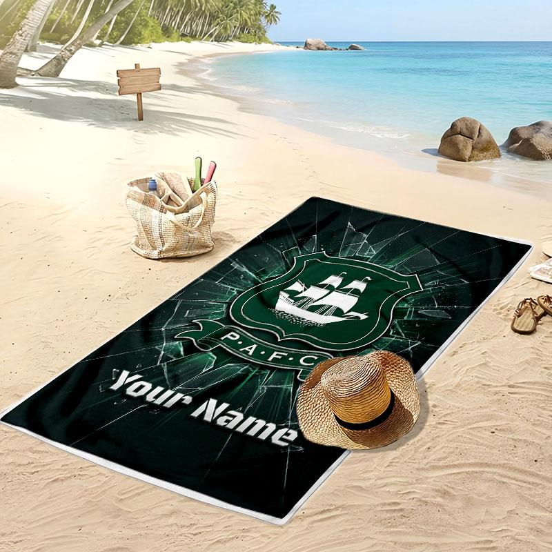 Plymouth Argyle FC Gepersonaliseerde Bedrukte Strandlaken Voetbal Logo Steun Aangepaste Naam Tekst Absorberende Handdoek Voor Sport Reizen Speciaal Cadeau