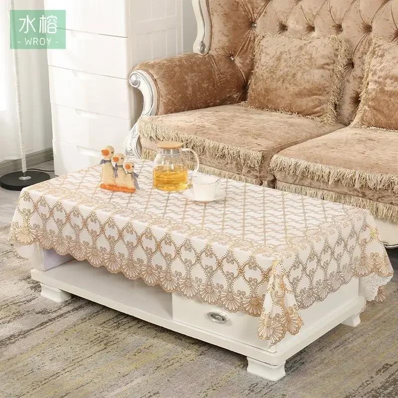 Waterproof Tablecloth Household Rectangular Oilproof PVC Plastic Tablecloth Golden Bronzing Printing Table Cover Table Mat Nappe