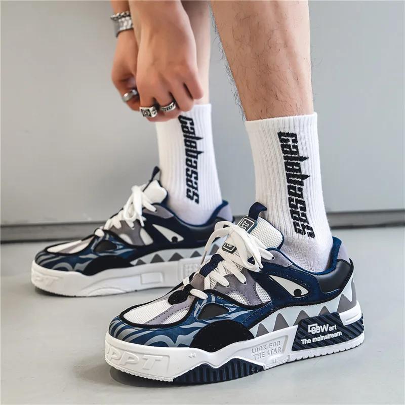 Shoes for Men Casual Platform Sneakes Men Lace Up Trainers Fashion Student Sneakes Mens Vulcanized Walking Shoes Tenis Masculino