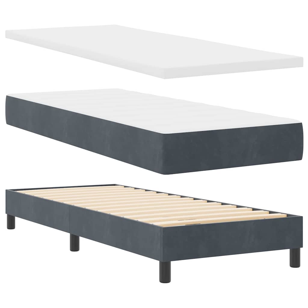 Box spring Bed with Headboard Dark Grey 80 x 200 cm Velvet