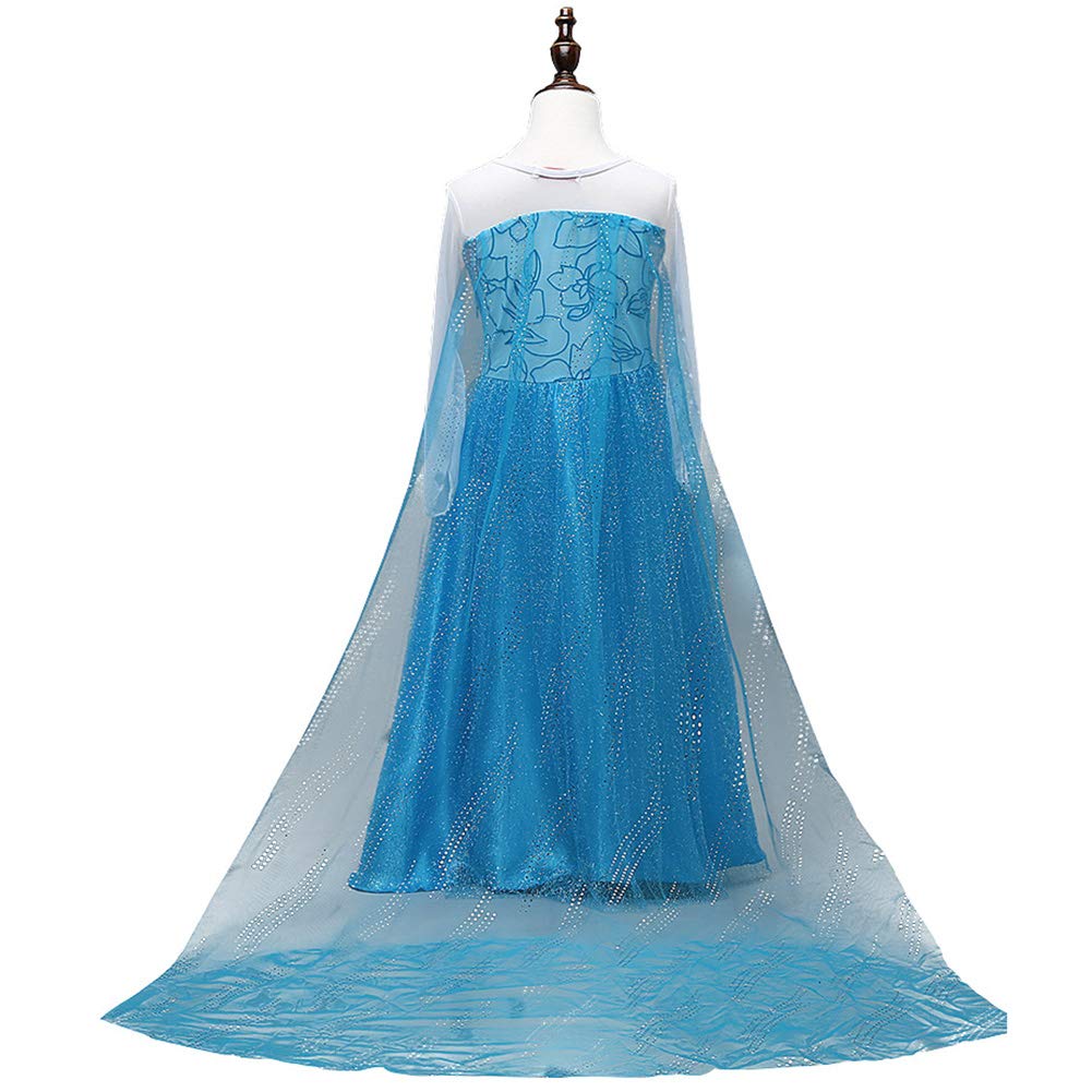 Kids Princess Light Kids Cosplay Luxury Set Heart Magic [YITING] Dress, Blue, Costume, 7-Piece (Princess Dress, Tiara, Wand, Gloves, Necklace, Ring,