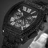 Gold Watch For Men Hip Hop Bling Bling Tonneau Quartz Watches For Large Man Waterproof Millerable Hand Clock Gift