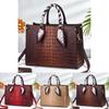 Pu Crocodile Pattern Tote Bag For Women With Zipper Closure And Multiple Pockets
