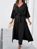 Damen Frühling Sommer Import Mode Elegant Hohe Taille V-Ausschnitt Locker Kleid