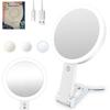 SOYANGNEK Actress Mirror Foldable with LED Makeup Three Color Adjustable USB Portable for Round Mirror with Light (10x + 1x) Double-Sided Magnifier,