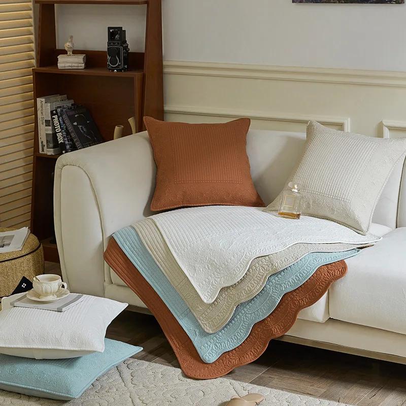 

Embroidered Cotton Washed Sofa Cushion Four Seasons Universal Non-slip Cotton Fabric Living Room Sofa Cover 70x70