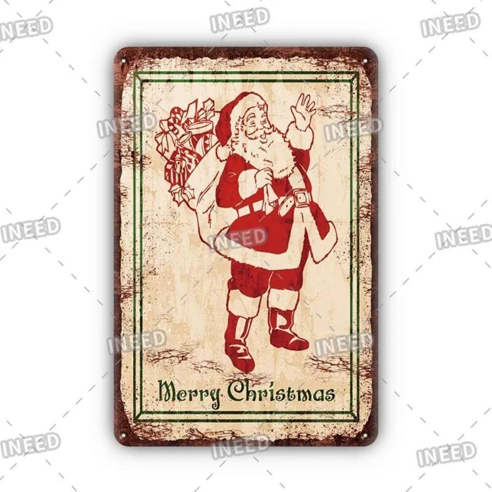 Vintage Christmas Metal Tin Sign Home Festive Wall Decor