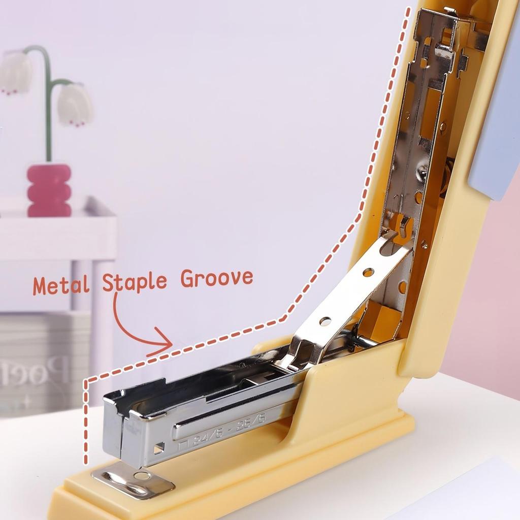 1PC Mini Swing Stand Stapler with Removable Note Clip Portable Desktop Stress Relief Stapling Machine for Office Binding