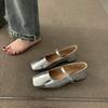 Fashion Bailamos Women Fashing Silver Flats Ballerina Shoes Round Toe Shallow Slip On Ladies Ballet Shoes Soft Loafer Zapatos Mujer 40