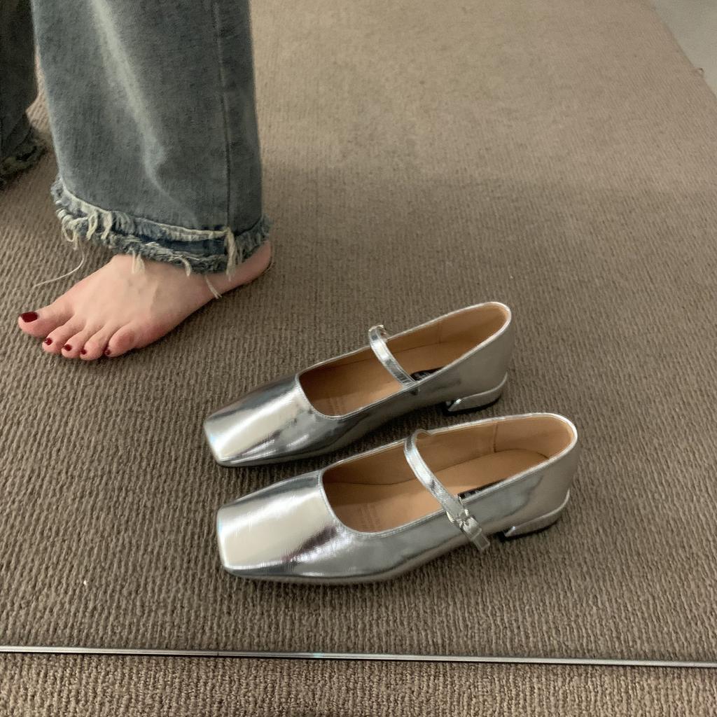 Fashion Bailamos Women Fashing Silver Flats Ballerina Shoes Round Toe Shallow Slip On Ladies Ballet Shoes Soft Loafer Zapatos Mujer 40