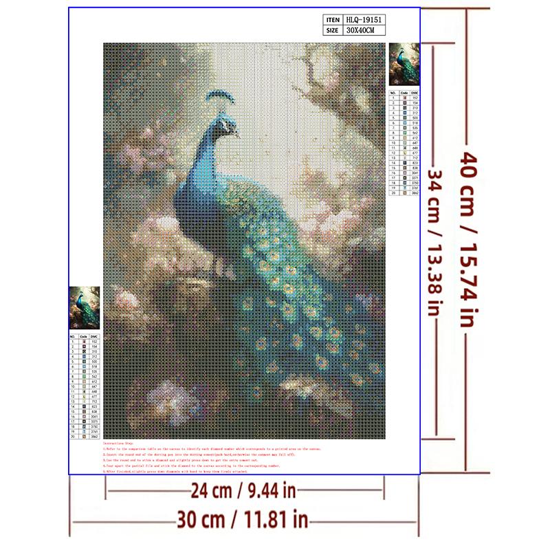 5d DIY Diamond Painting Cross Stitch Animal Peacock Diamond Embroidery Mosaic Full Round Drill Home Decor Arts