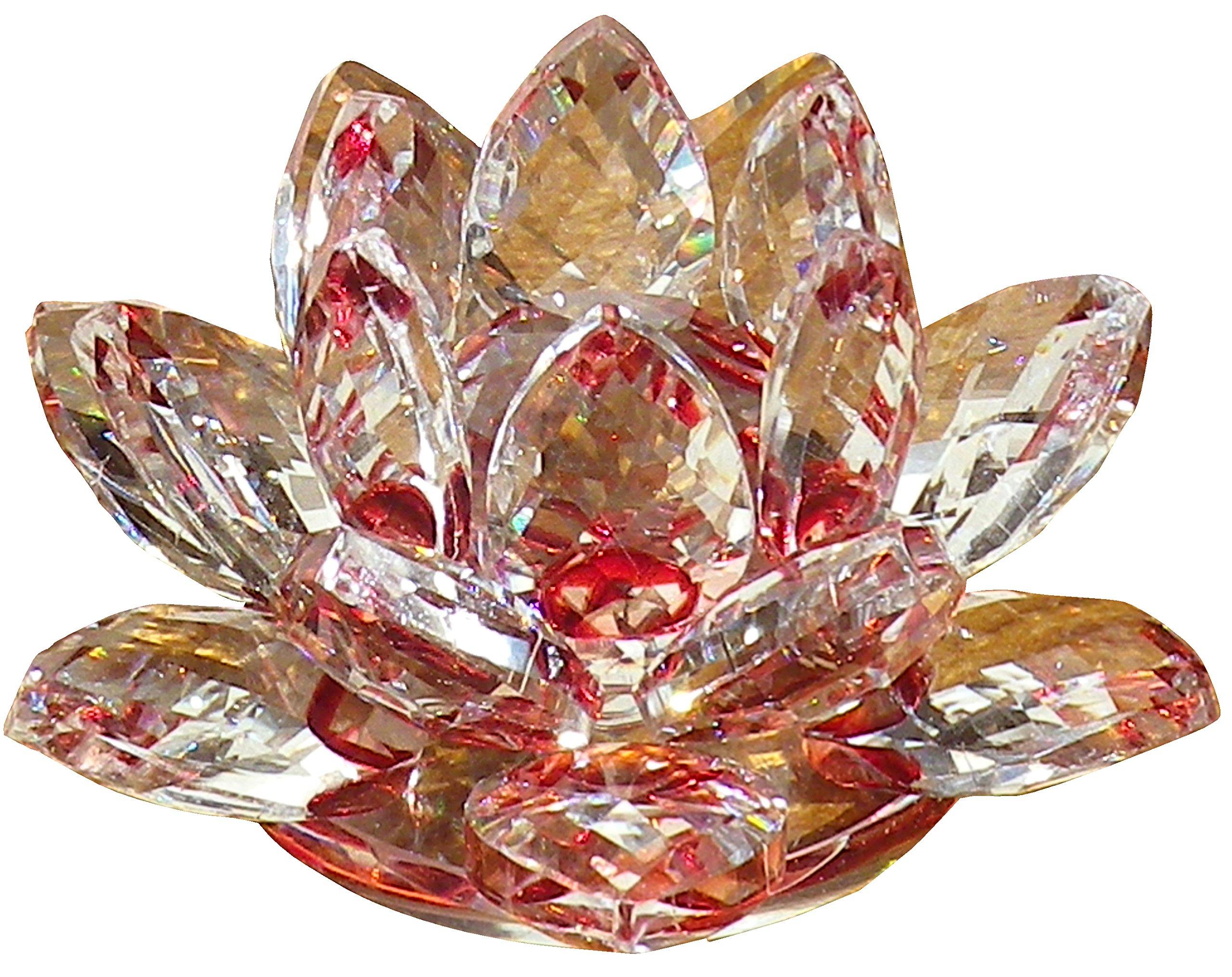 

Crystal Glass Colorful Lotus Feng Shui Suncatcher for Good Luck [KKD] Ornament, Flower, (6cm, Red)