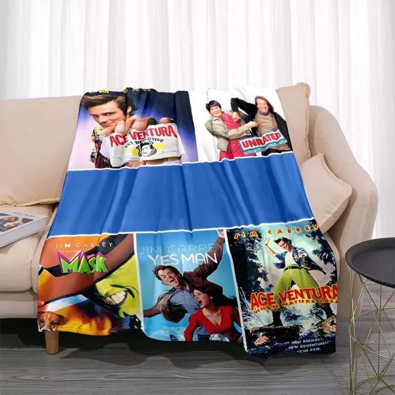 3D MASK Cartoon Blanket Jim Carrey Pattern Bedroom Living Room Home Decoration Picnic Blanket Children's Room Blankets for Beds