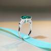 Jiu Mei Emerald Cut Zircon & High Carbon Diamond Ring In S925 Sterling Silver