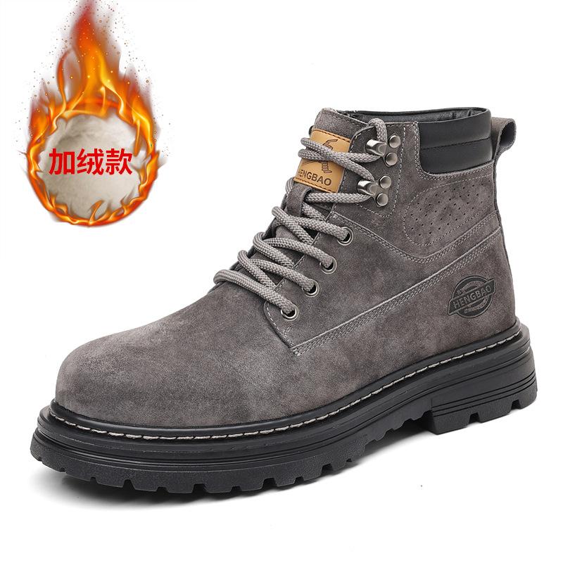 Autumn Winter New Genuine Leather Boots for Men Retro High Top Platform Shoes Male Fashion Casual Designer Work Yellow Boots Man