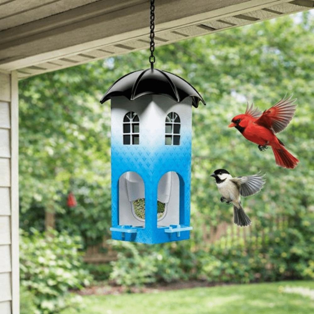 Waterproof Castle Bird Feeder Squirrel Proof Bird Feeding Station Hanging Bird Feeder  Patio