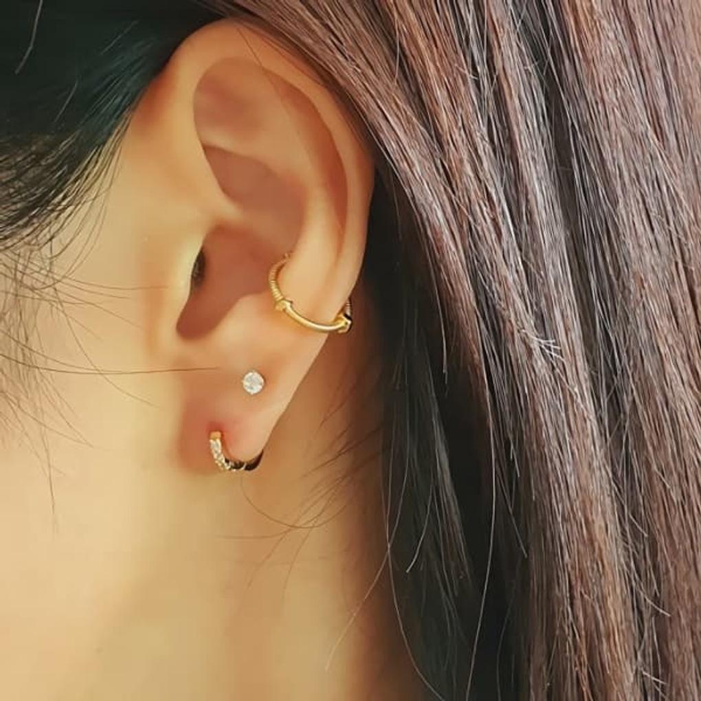 

Women s 925 Silver Clean Cubic One-Touch Earrings pink gold