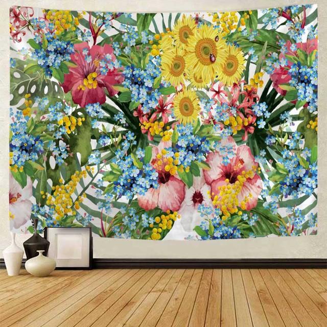 

Гобелен с растениями и цветами, настенный, богемный, психоделический, тропический, с принтом фламинго, большой гобелен, эстетическое украшение для дома 150x100cm