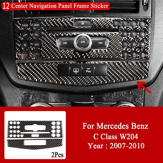 Car Interior Decoration Carbon Fiber Central Control Panel Decal Stickers For Mercedes Benz C Class W204 2007-2013 Accessories