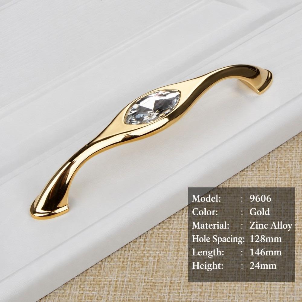 Polished Crystal Cabinet Handle Shiny Furniture Knob Gold Drawer Pull Wardrobe Furniture Cabinet
