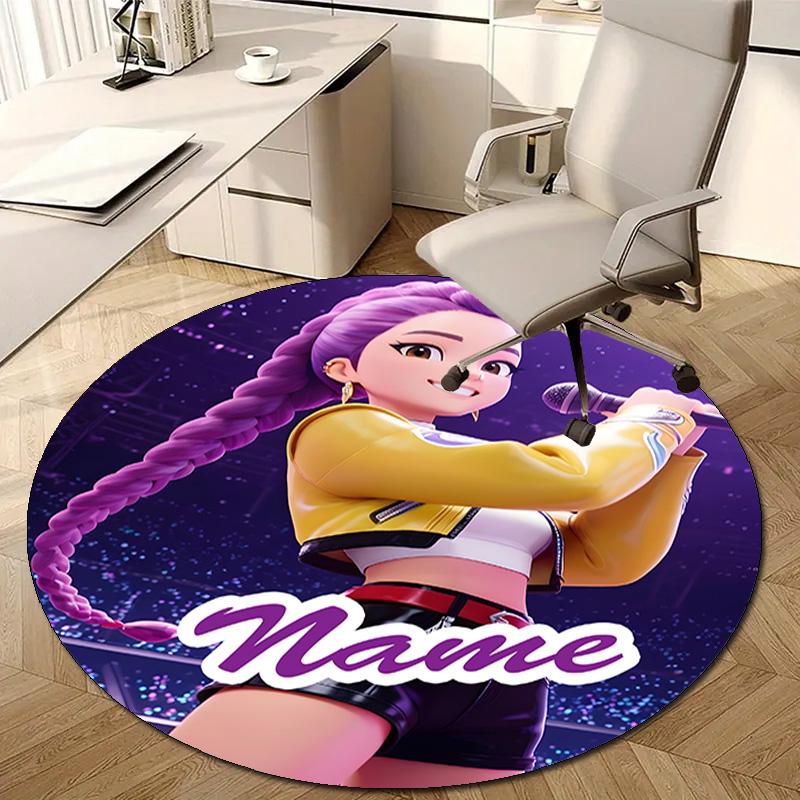 Personalized K-KPop Demon Hunters Round Chair Office Rug - Perfect for Mat, Office Chair & More - Ideal Gift for Birthdays and Holidays
