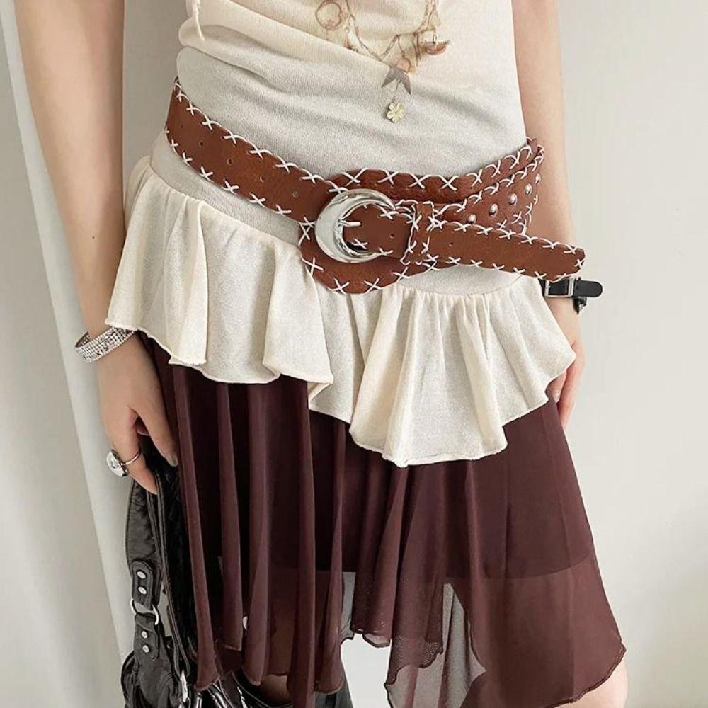 Korean Women's Belt Gothic Dress Jeans Belt American Wide Waist Belt  Spicy Girls