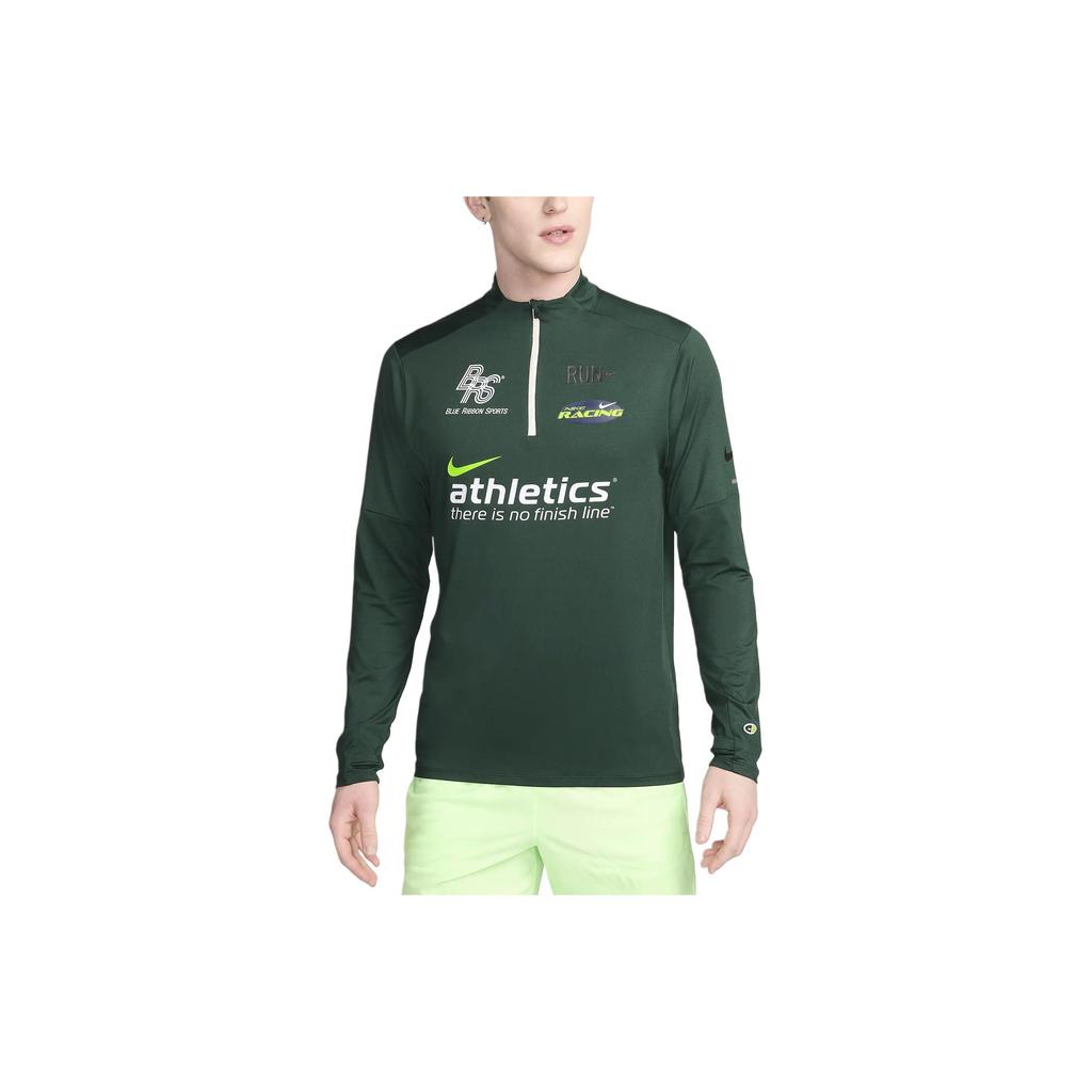 Nike Letter Print Outdoor Casual Sports Stand Collar Long Sleeve T-Shirt Men Tops Green HF4560-397