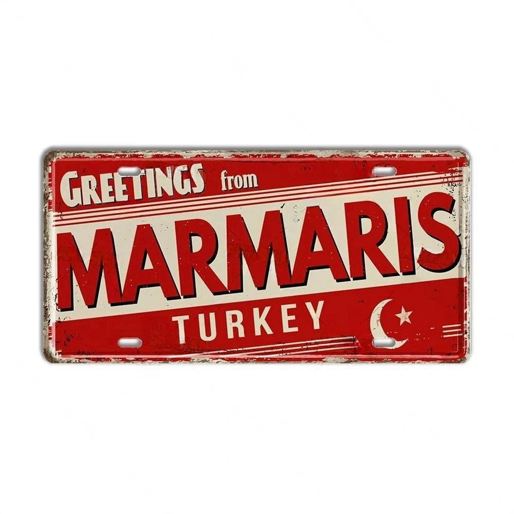 Placa de metal Turquia Portugal Placa de licença Portugal Marco Cidade Estado Placa decorativa Garagem Clube Caverna do homem Bar Pub Decoração de parede