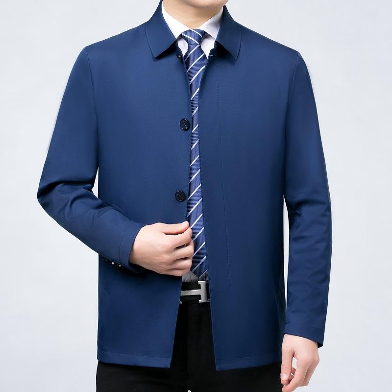High-end Men's Mulberry Silk Jacket, Middle-aged Business Casual Spring and Autumn Lapel Jacket, High-end Dad Button Jacket