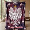 Custom Text Flannel Throw Blanket, Lightweight Cozy Bed Sofa BlanketPoland Football