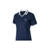 Color Block Printed Logo Straight Collar Short Sleeve Polo Shirt Women Tops Navy-Academy-Blue P224W022-02MZ
