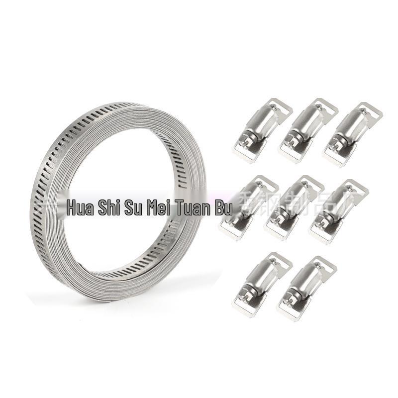 

Large 304 Stainless Steel Perforated Hose Clamp Band for DIY Projects 8mm Clasp