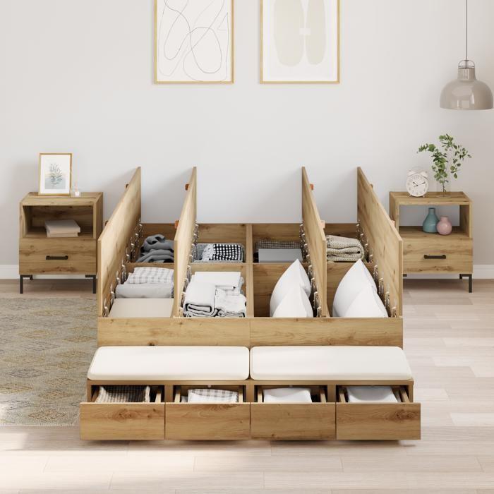 VidaXL Cadre de lit de rangement Chêne artisanal 120x200 cm 3335636