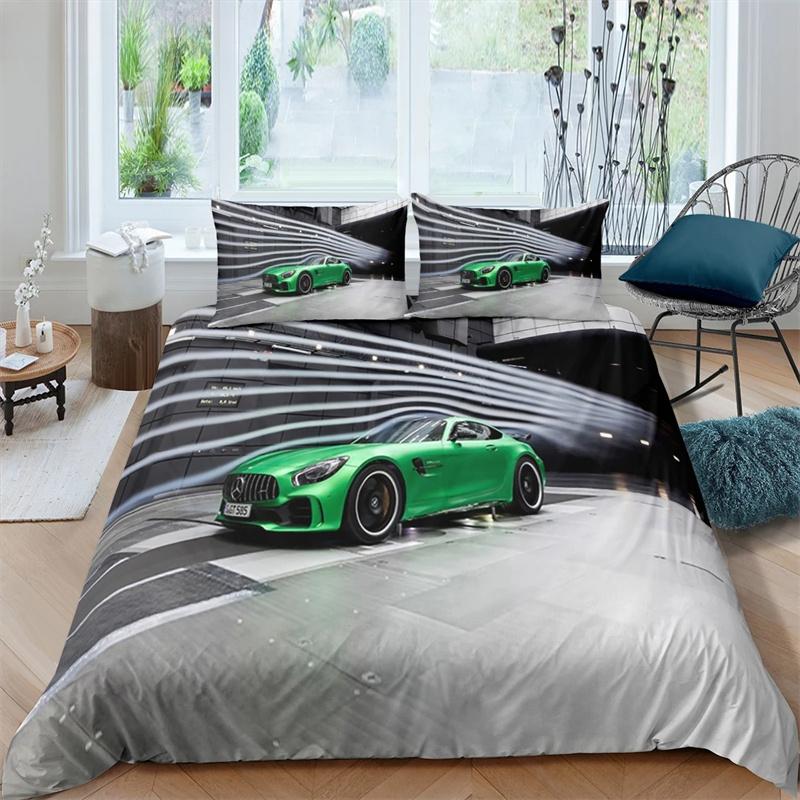 Racing Car Printed Duvet Cover With Pillowcase Bedding Set Single Double Twin Full Queen King Size 2/3pcs Polyester Quilt Cover