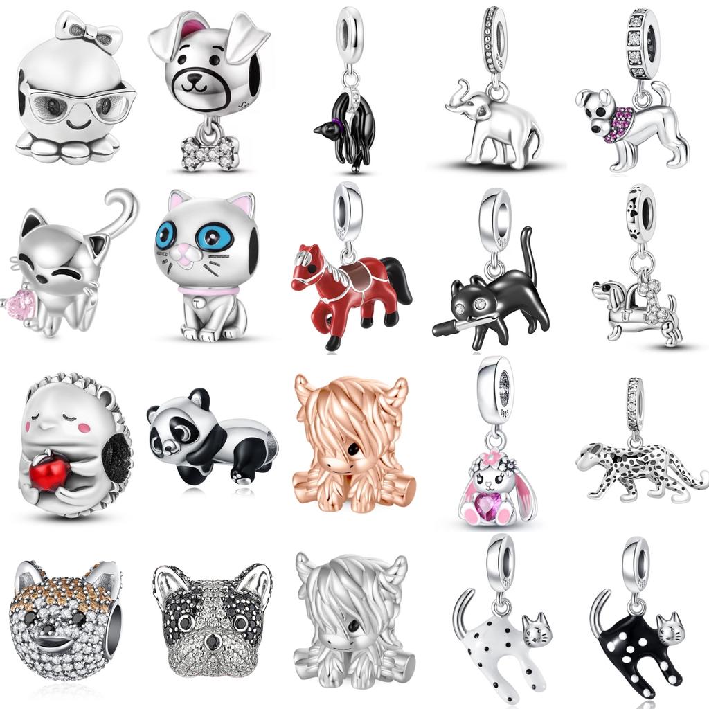 Sell Copper Plating Black Cat Panda Horse Elephant Charm Party Gift Series Bead Fit Original Bracelet Women Jewelry