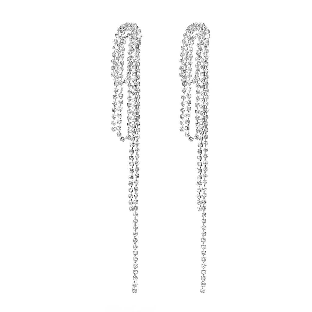 Boucles d'oreilles tempérament Net Red Plein Diamants Longues Pampilles Ins Tendance Boucles d'oreilles Mode Boucles d'oreilles Exagérées Grandes Boucles d'oreilles Boucles d'oreilles Femme 1 Paire