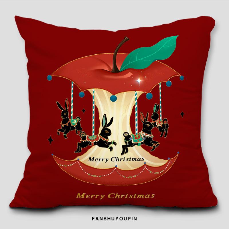 

Рождественская подушка Новый торговый центр Подарок Рождественская елка Старик Лось Гостиная Диванная подушка flannel 45x45cm double-sided [without pillow core]