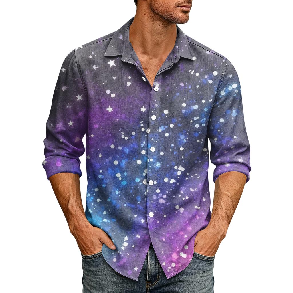Tenue Sequin Disco Années 70 pour Homme Chemise à Sequins Coupe Festive Chemise Hawaïenne Nouvel An Boutonnée Chemise Chemise pour Homme Non-Repassage Vintage Chemise à Paillettes
