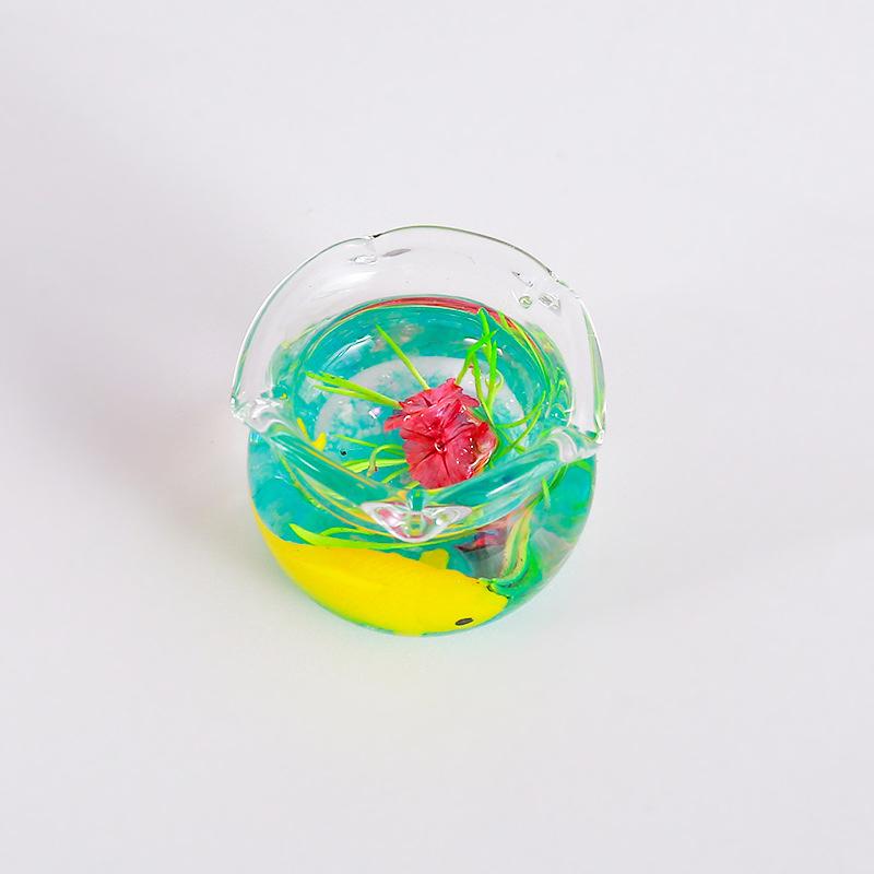 1Pc Miniatur Glas Aquarium Ornament Leucht Aquarium Hause Auto Ornament Puppe Haus Dekorative Spielzeug