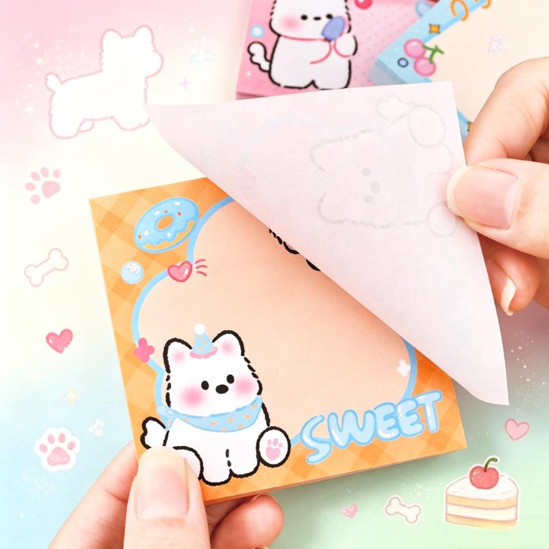 10Pcs Cute Puppy Stickers, Kawaii Cartoon Puppy Self-adhesive Sticky Notes, Tearable Strong Sticky Notes, Random Styles, Suitable for Students Message