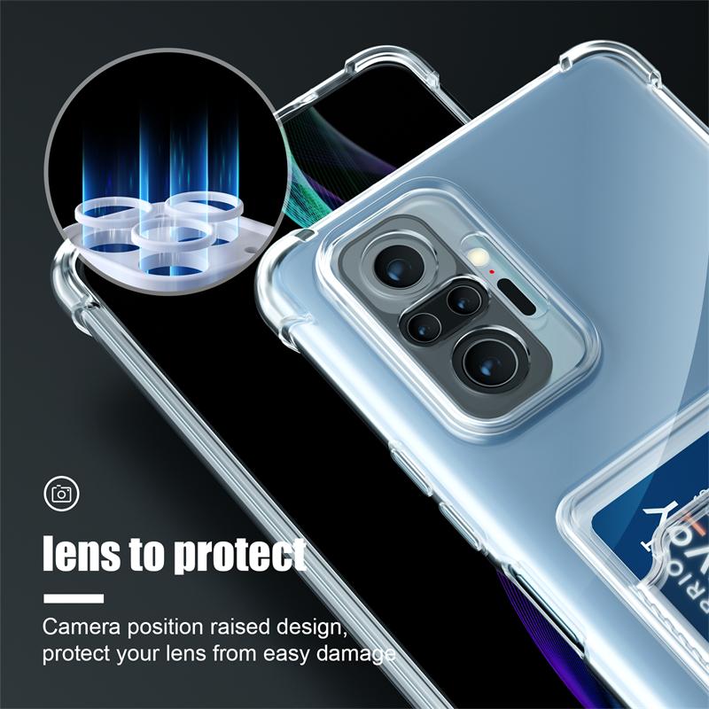 Pouzdro na telefon s držákem na karty pro Xiaomi Redmi Note 10 Pro 10S 11 11s 12 12s 13c Note 13 Pro 5G Průhledné rohy Nárazníkový kryt