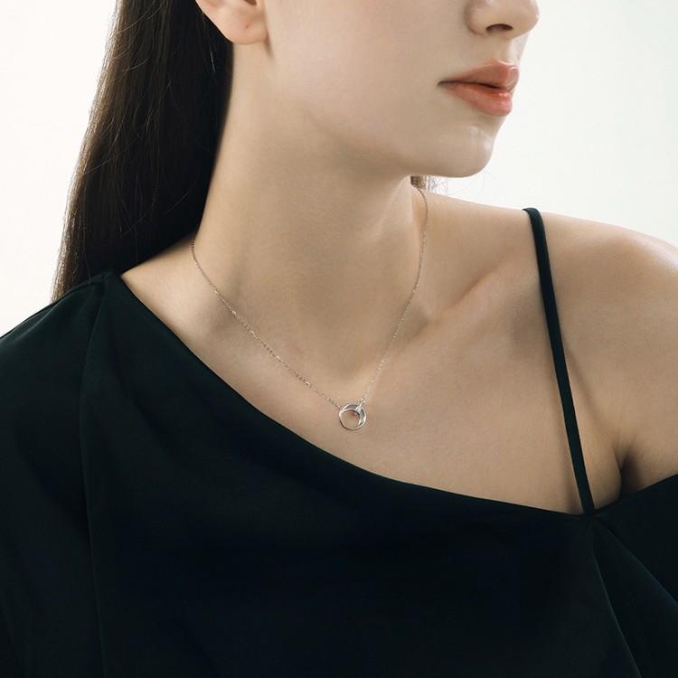 Crescent Moon 14K Gold S925 Silver Pearl Zircon Pendant Necklace for Women