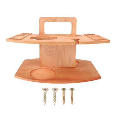 Wooden Picnic Table with Glass Holder Portable Wine Picnic Tray for Outdoor Easy To Disassemble