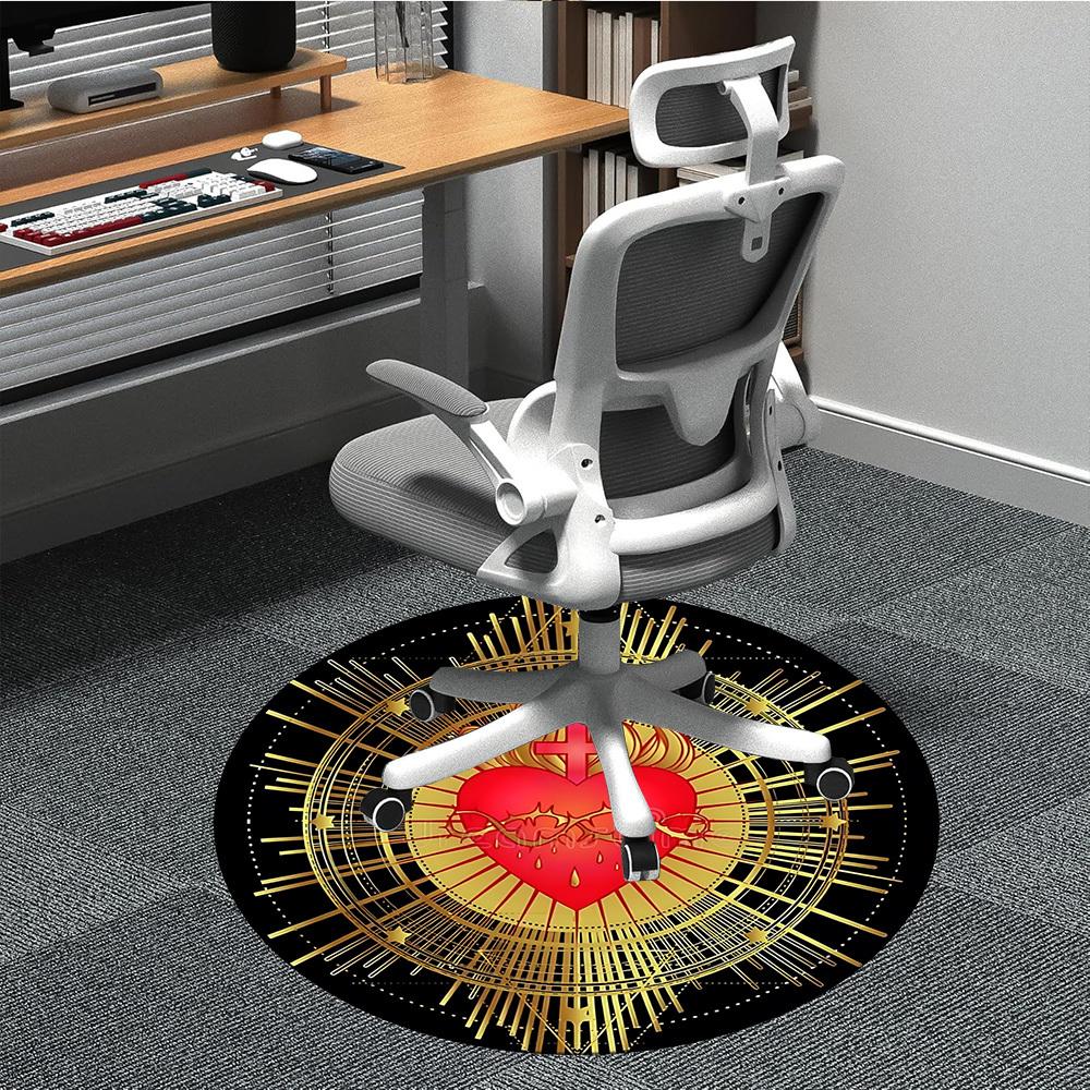 

1pc Sacred Heart Carpet, Round Non Slip Durable Large Size Office Carpet, Suitable for Office 80cm