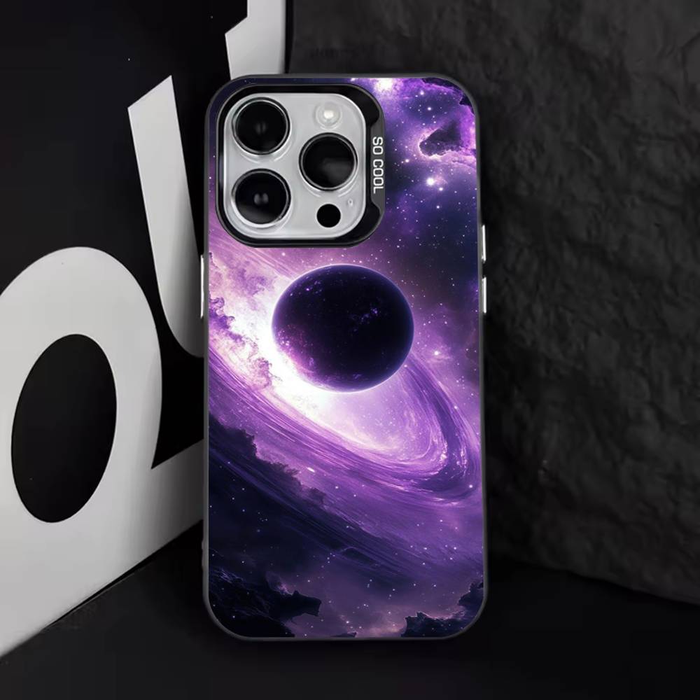 Moon Galaxy Universe Cool For iPhone 17,16,15,14,13,12,11,Pro,Max,Plus,E,Air,Mini Anti Fall Black Matte Hard Bumper Phone Case