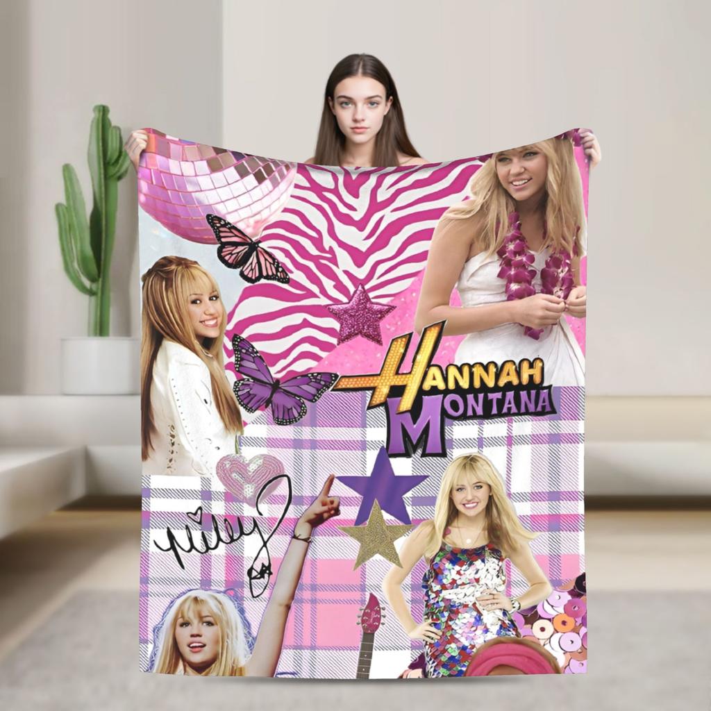 Hannah Montana Miley Stewart Deka Vtipná TV Flanelová Vtipná Měkká Přehozová Deka pro Domov Restaurace Textilní Dekorace Cestování