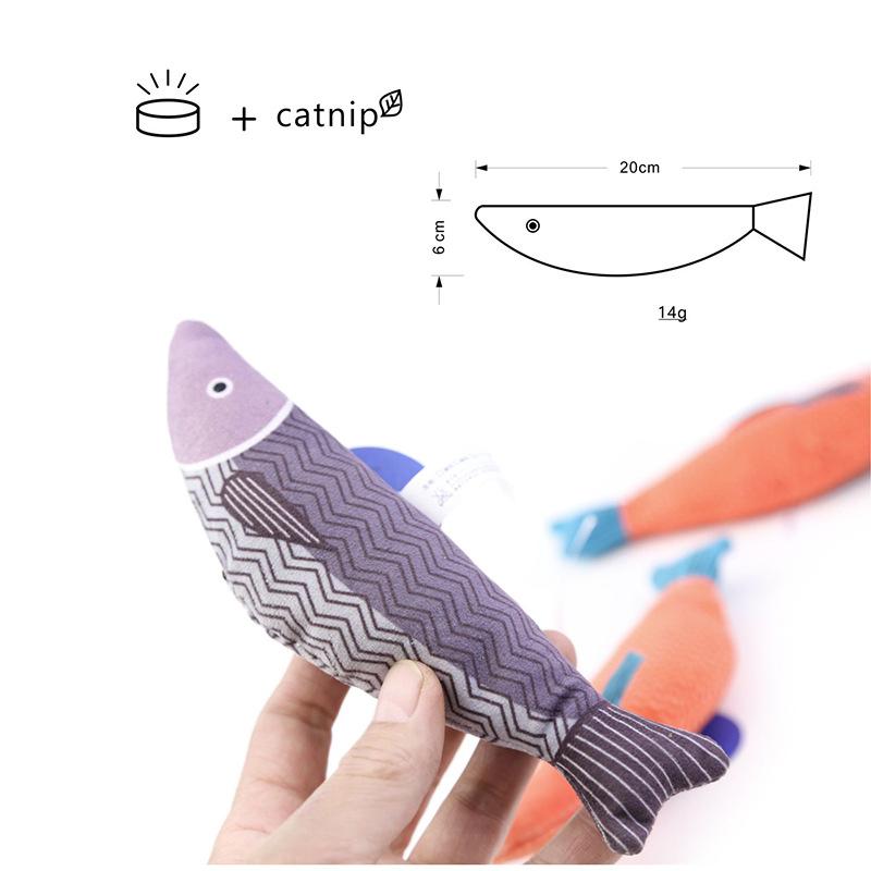 Pet Toy Plush Creative Cute Simulation Fish Pillow Cat Mint Fish Funny Cat Toy Cat Toy Kitten Fish Soft Pillow Baby Doll Gift