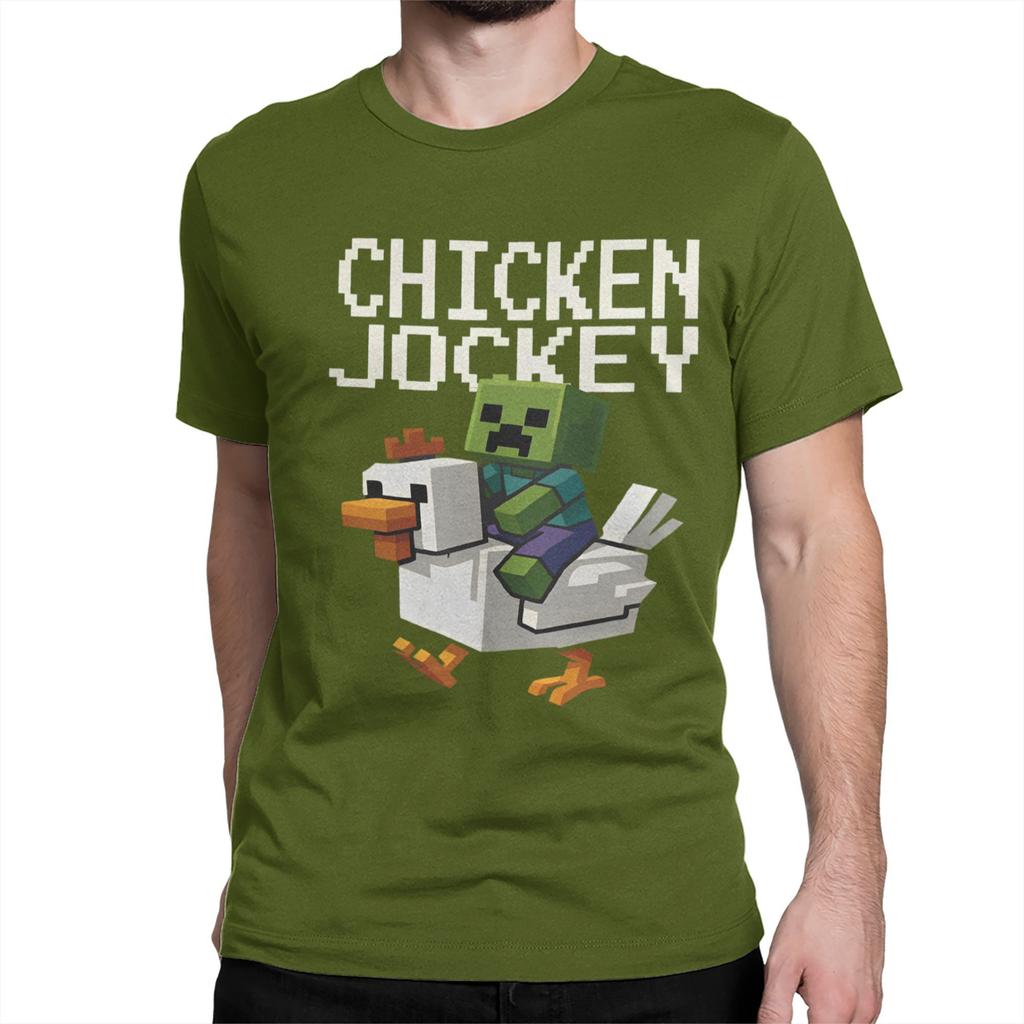 Chicken Jockey Zombie Men Women's T Shirts Game Novelty Tee Shirt Short Sleeve Crew Neck T-Shirt Pure Cotton Gift Idea Clothing